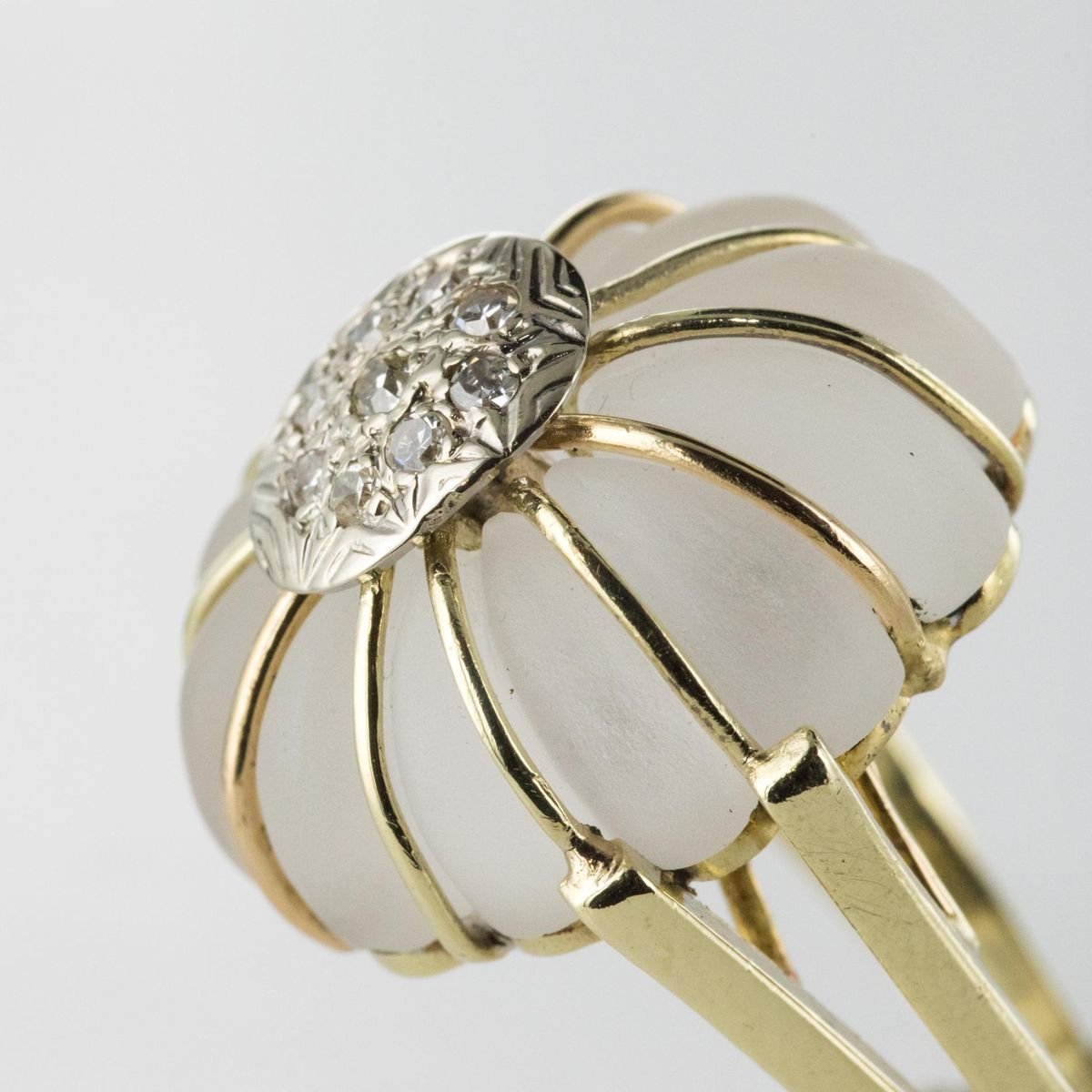 Diamonds Rock Crystal Yellow Gold Ring, 1960s