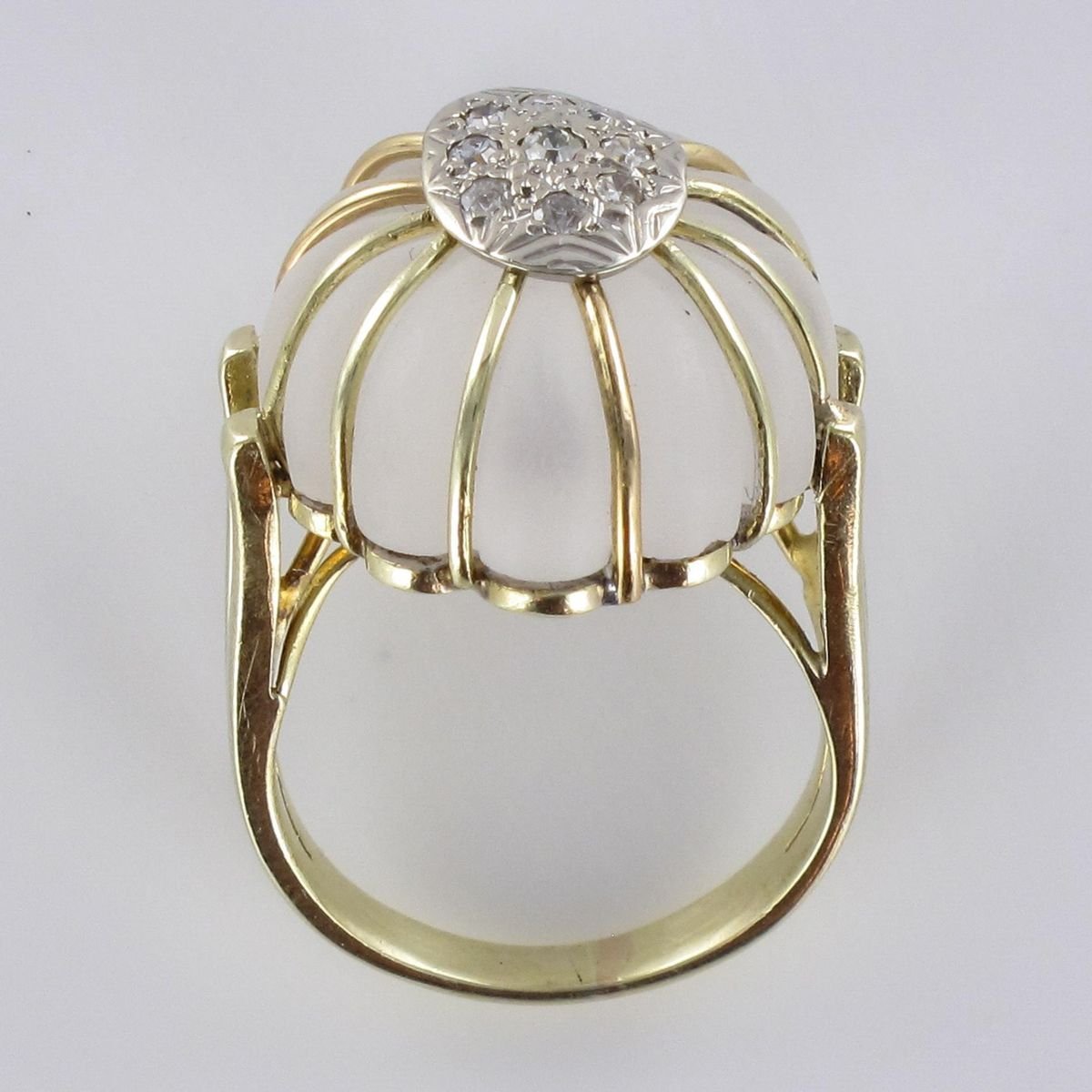 Diamonds Rock Crystal Yellow Gold Ring, 1960s