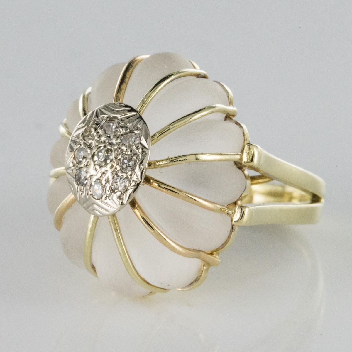 Diamonds Rock Crystal Yellow Gold Ring, 1960s