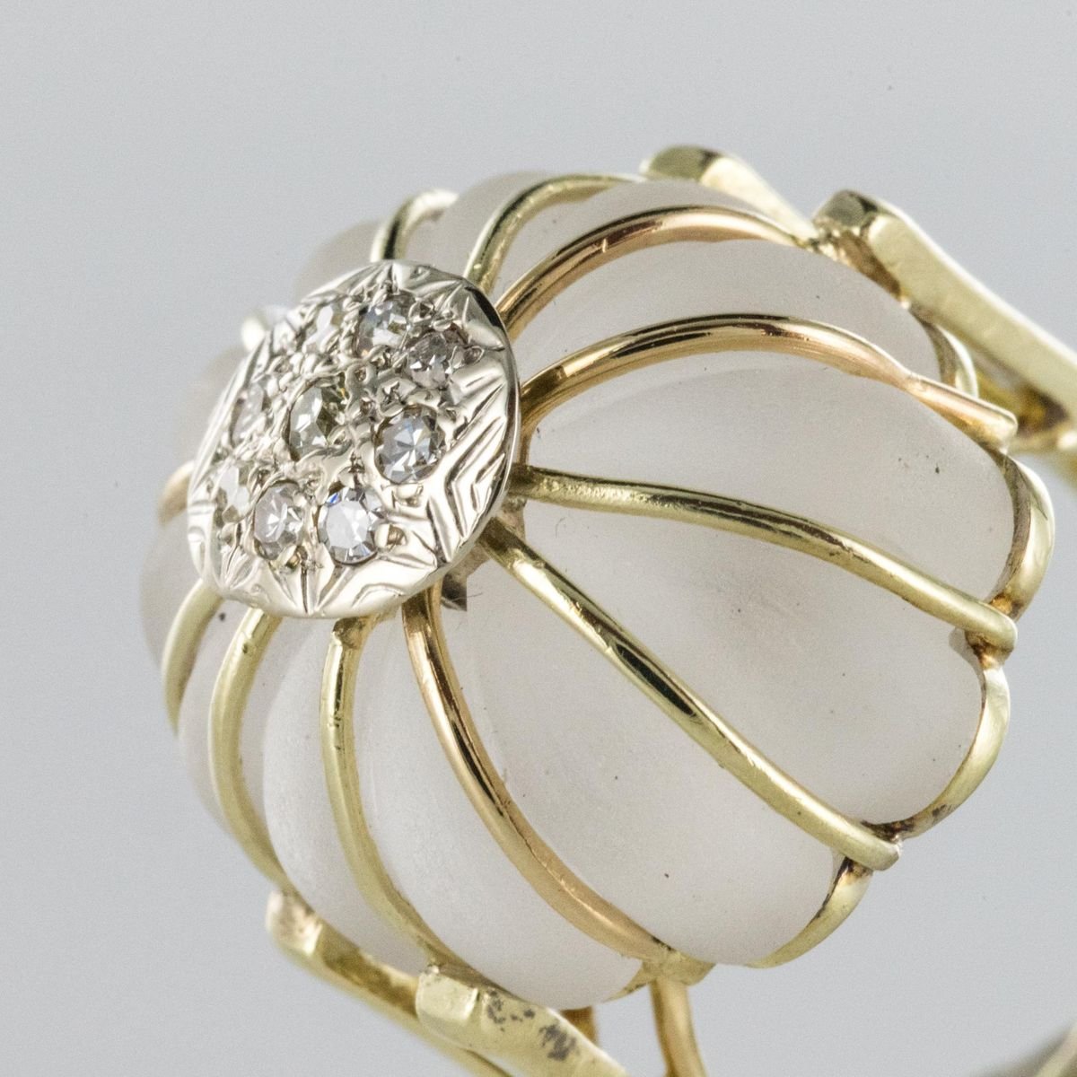 Diamonds Rock Crystal Yellow Gold Ring, 1960s