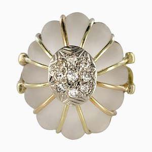 Diamonds Rock Crystal Yellow Gold Ring, 1960s-OLU-896266