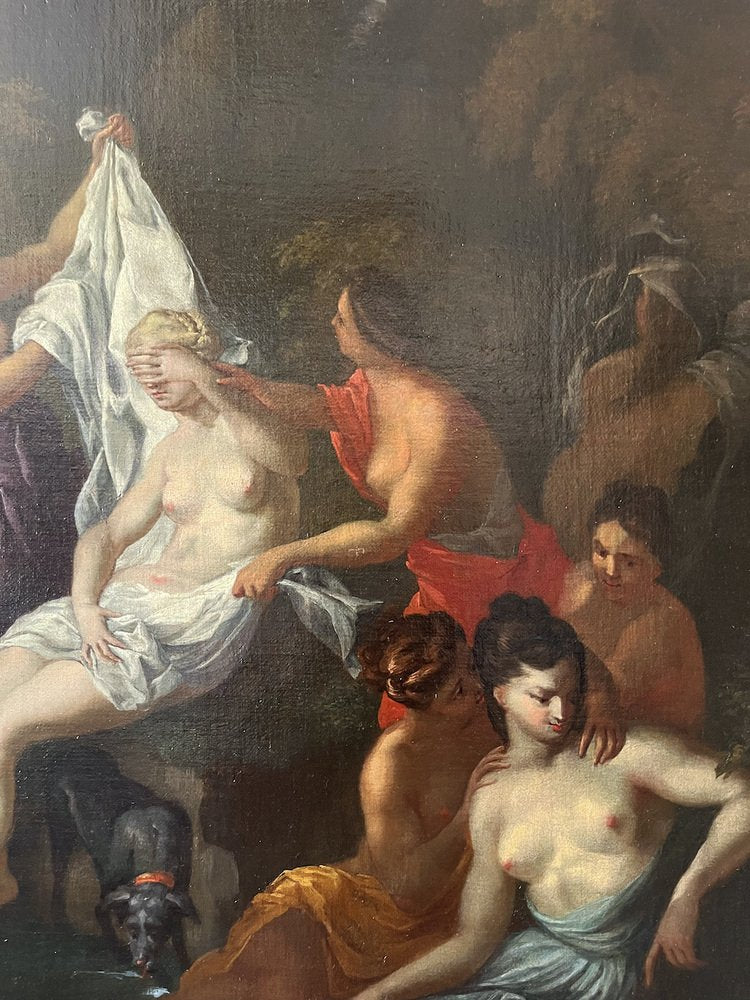 Diana Bathing, Mid-18th Century, Oil on Canvas, Framed