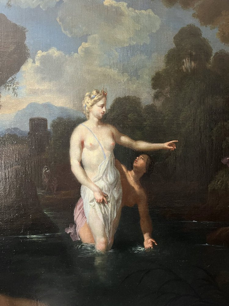 Diana Bathing, Mid-18th Century, Oil on Canvas, Framed