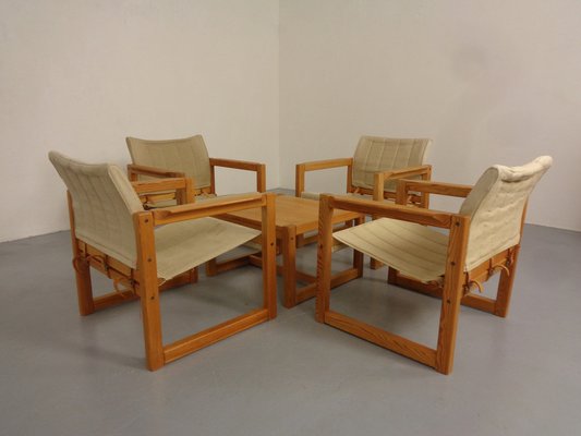 Diana Pine Wood Armchairs & Table by Karin Mobring for Ikea, 1970s, Set of 5-RDW-1817507