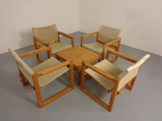 Diana Pine Wood Armchairs & Table by Karin Mobring for Ikea, 1970s, Set of 5-RDW-1817507