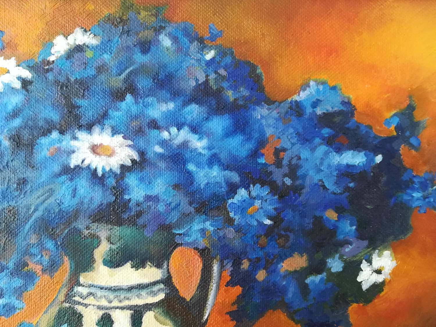 DIana Torje, Blue Flowers, 2018, Oil on Canvas