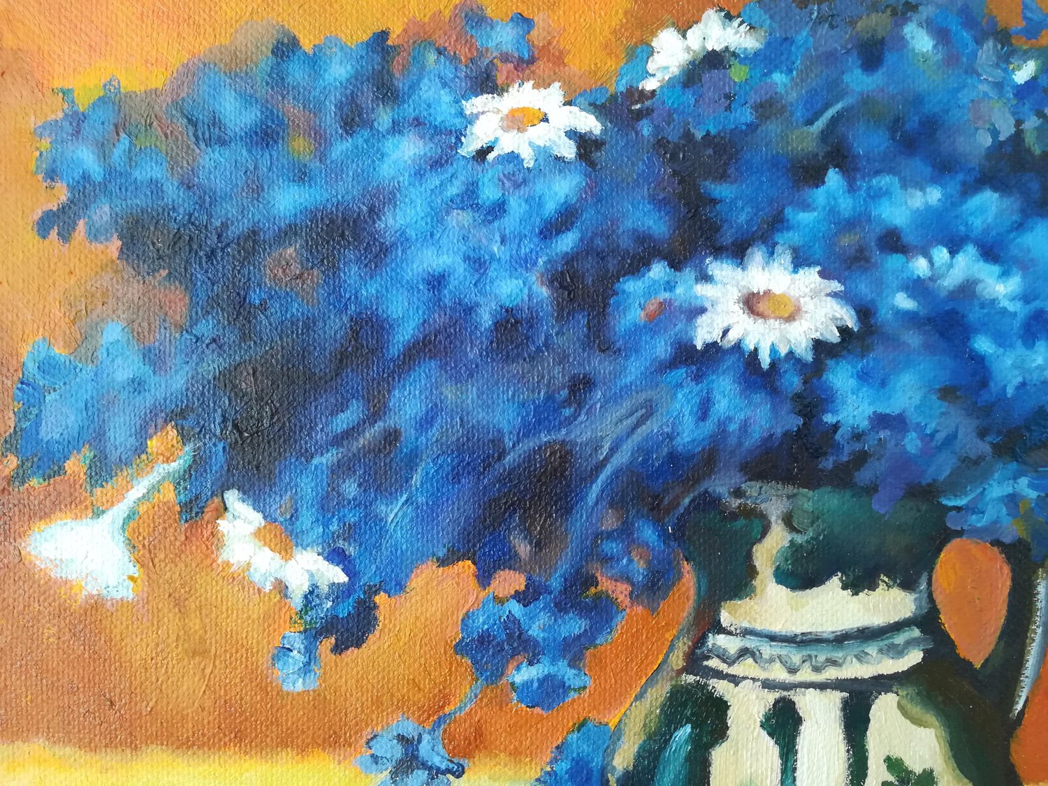 DIana Torje, Blue Flowers, 2018, Oil on Canvas