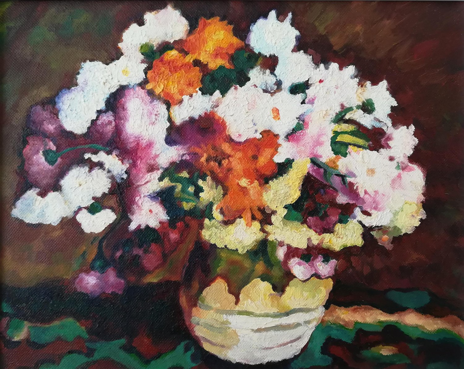 Diana Torje, Colored Flowers, 2018, Oil on Canvas