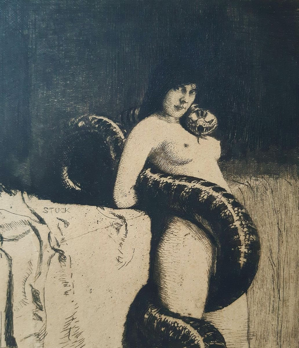 Die Sinnlichkeit - Etching and Aquatint by Franz von Stuck - 1889 1889