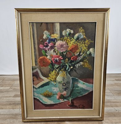 Died Nature in Pots, Early 1900s, 1920s, Oil & Masonite, Framed-ZUW-1786536