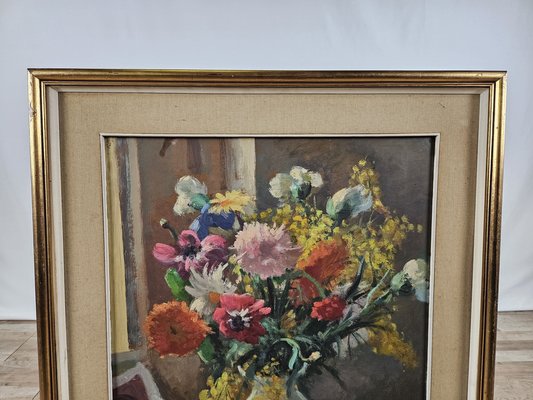 Died Nature in Pots, Early 1900s, 1920s, Oil & Masonite, Framed-ZUW-1786536