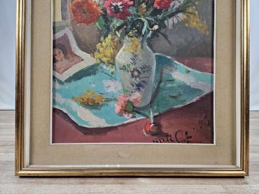 Died Nature in Pots, Early 1900s, 1920s, Oil & Masonite, Framed-ZUW-1786536