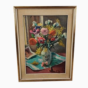 Died Nature in Pots, Early 1900s, 1920s, Oil & Masonite, Framed-ZUW-1786536