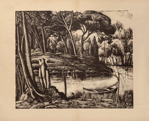 Diego Pettinelli, Landscape, Lithograph on Paper, 1937-ZCI-827784