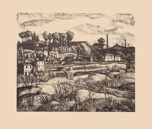 Diego Pettinelli - Landscape - Original Lithograph on Paper - 1936