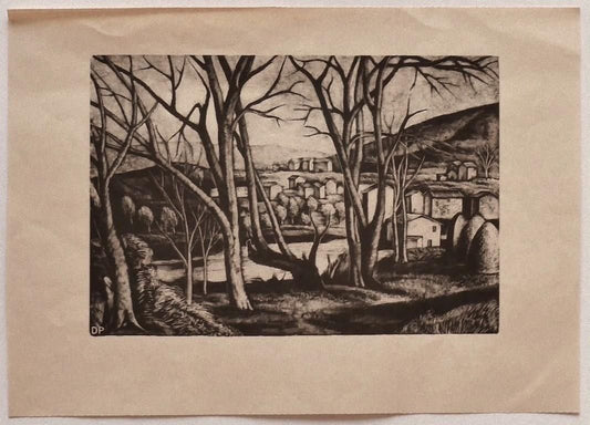 Diego Pettinelli - Landscape - Original Lithograph on Paper - Mid-20th Century