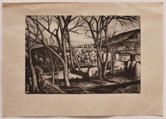 Diego Pettinelli - Landscape - Original Lithograph on Paper - Mid-20th Century-ZCI-834638