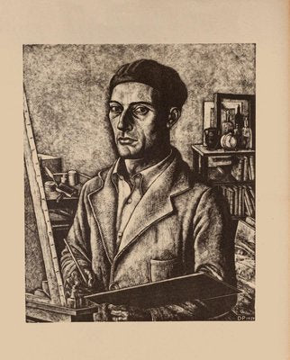 Diego Pettinelli, Self-Portrait, Lithograph on Paper, 1939-ZCI-827781