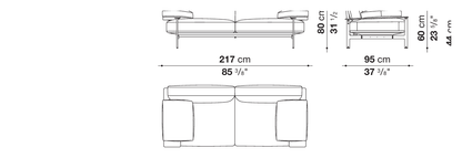 Diesis 2 Seater Sofa (217cm) Dimensions