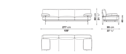 Diesis 3 Seater Sofa 3 Cushions (277cm) Dimensions