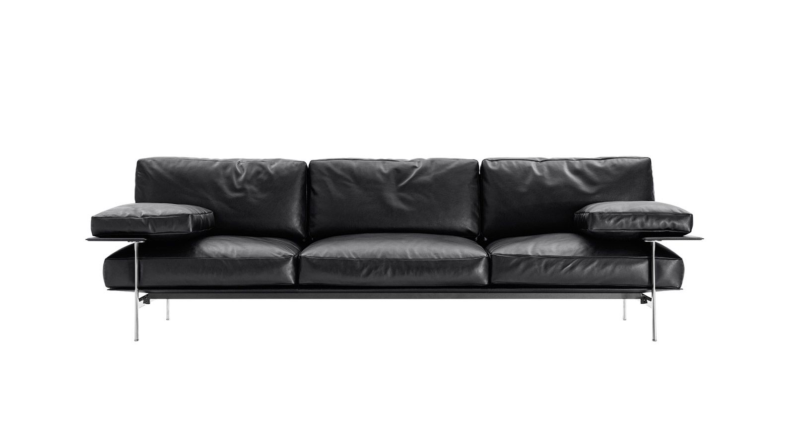 Diesis 3 Seater Sofa (Frame Cover - Embossed thick leather 100 / Upholstery Material - Fabric Canvas Asolo) by B&B Italia