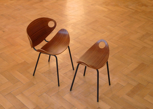 Dining Chair and Stool by Olof Kettunen for Merivaara, 1950s, Set of 2