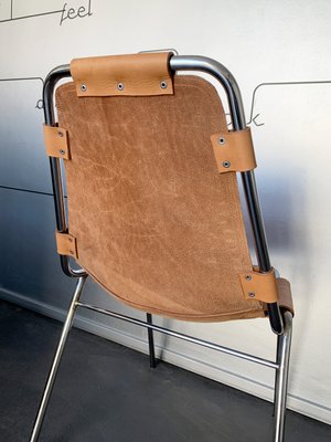 Dining Chair with New Leather by Charlotte Perriand for Les Arcs, 1960s-ZM-1278991