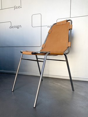 Dining Chair with New Leather by Charlotte Perriand for Les Arcs, 1960s-ZM-1278991