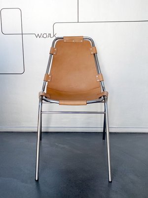 Dining Chair with New Leather by Charlotte Perriand for Les Arcs, 1960s-ZM-1278991