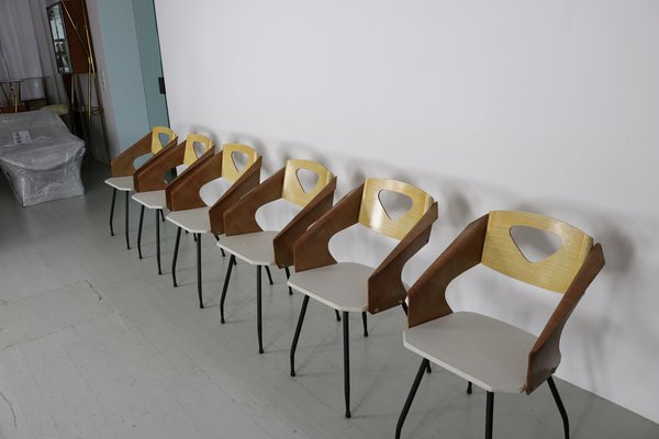 Dining Chairs by Carlo Ratti for Industria Legni Curvati, Milan, 1950s, Set of 6-AA-1703170