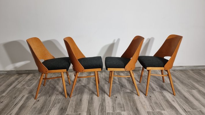 Dining Chairs by Radomir Hoffman for Ton, 1950s, Set of 4-QJA-1793837