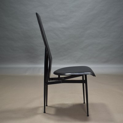 Dining Chairs in Black Leather by Giancarlo Vegni & Gualtierotti for Fasem, Italy, 1980s, Set of 6-TE-780144