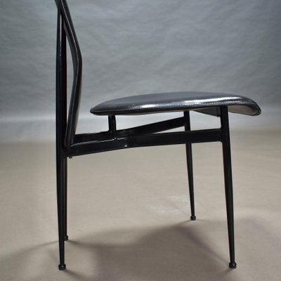 Dining Chairs in Black Leather by Giancarlo Vegni & Gualtierotti for Fasem, Italy, 1980s, Set of 6-TE-780144