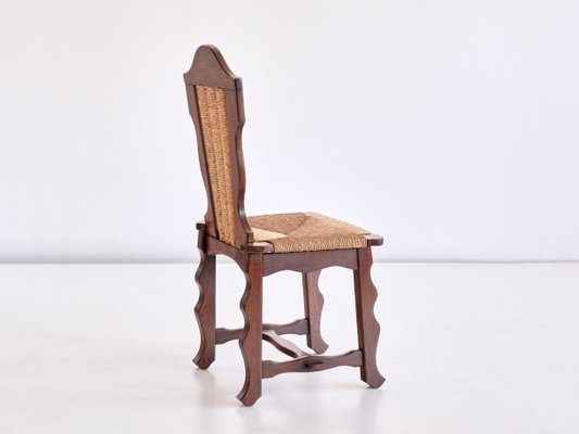 Dining Chairs in Oak and Rush Attributed to Victor Courtray, 1950s, Set of 6-FMT-960731