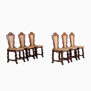 Dining Chairs in Oak and Rush Attributed to Victor Courtray, 1950s, Set of 6-FMT-960731