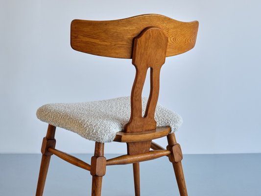 Dining Chairs in Oak & Bouclé by Henning Kjærnulf, Denmark, 1950s, Set of 8-FMT-1798172