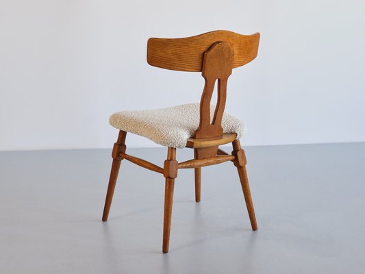 Dining Chairs in Oak & Bouclé by Henning Kjærnulf, Denmark, 1950s, Set of 8-FMT-1798172