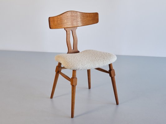 Dining Chairs in Oak & Bouclé by Henning Kjærnulf, Denmark, 1950s, Set of 8-FMT-1798172