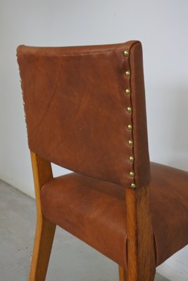 Dining Chairs in Oak Wood and Leather attributed to Jens Risom for Knoll International, 1950s, Set of 4-IM-1292971