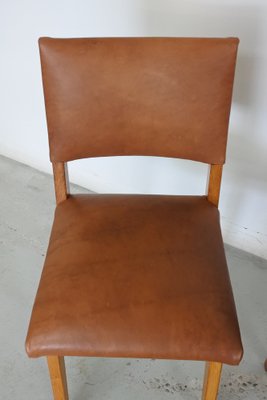 Dining Chairs in Oak Wood and Leather attributed to Jens Risom for Knoll International, 1950s, Set of 4-IM-1292971