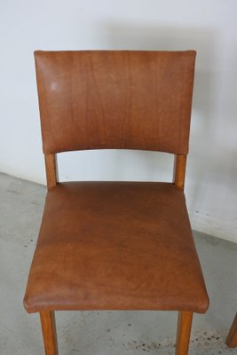 Dining Chairs in Oak Wood and Leather attributed to Jens Risom for Knoll International, 1950s, Set of 4-IM-1292971