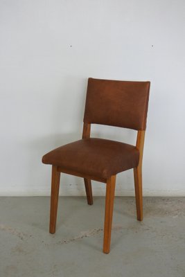 Dining Chairs in Oak Wood and Leather attributed to Jens Risom for Knoll International, 1950s, Set of 4-IM-1292971