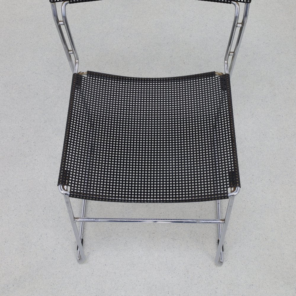 Dining Chairs in Perforated Metal from Arrben, 1980s, Set of 4