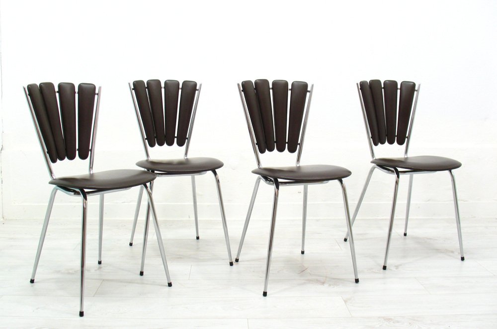 Dining Chairs in Soudex Vinyl, 1970s, Set of 4