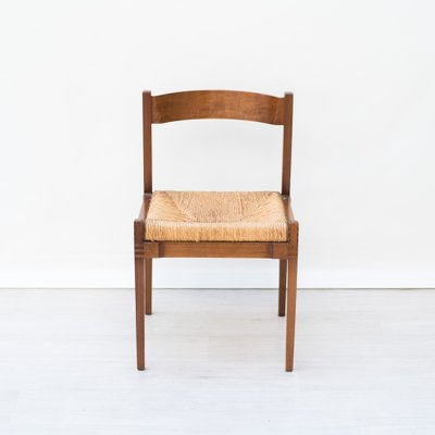 Dining Chairs in Straw and Wood, 1960s, Set of 4-NZV-1709140