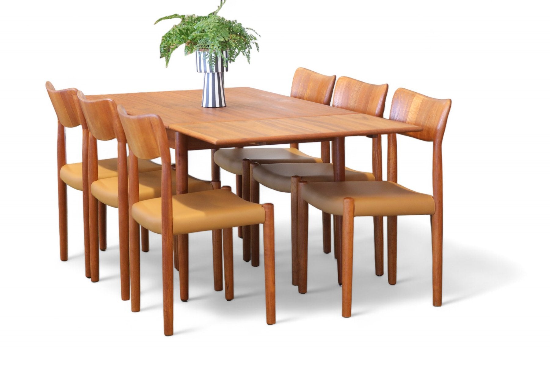 Dining Chairs in Teak and Leather by Juul Kristensen, Denmark, 1960s, Set of 6