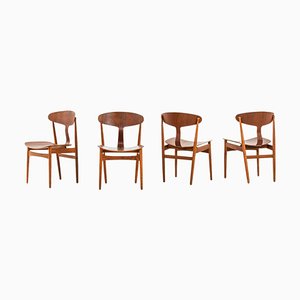 Dining Chairs in Teak and Oak attributed to Børge Mogensen, 1950s, Set of 4-SC-2022124