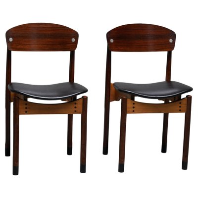 Dining Chairs in Teak, Mahogany and Faux Leather, Italty, 1960s, Set of 2-ITV-1773833