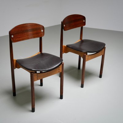 Dining Chairs in Teak, Mahogany and Faux Leather, Italty, 1960s, Set of 2-ITV-1773833