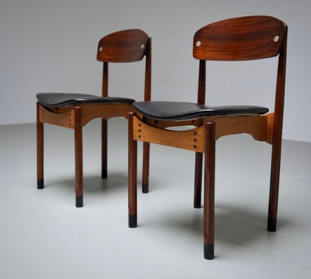 Dining Chairs in Teak, Mahogany and Faux Leather, Italty, 1960s, Set of 2-ITV-1773833